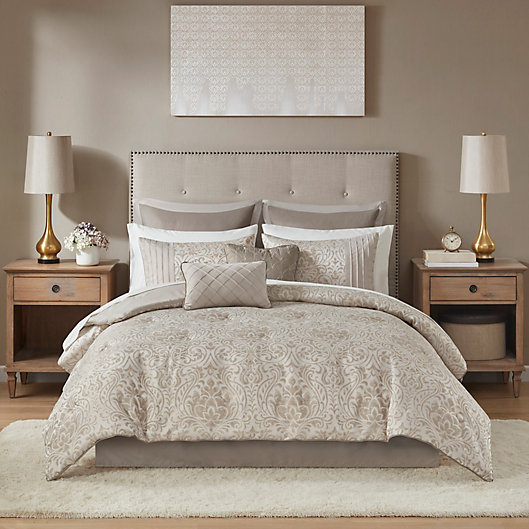 Alternate image 1 for Madison Park Emilia 12-Piece Comforter Set in Khaki