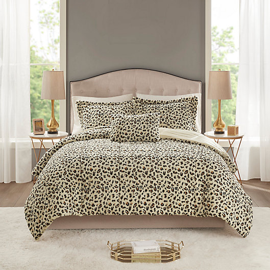 Alternate image 1 for Madison Park® Zuri Faux Fur 4-Piece King Comforter Set in Cheetah