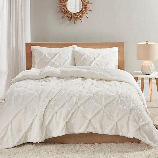 Alternate image 1 for True North by Sleep Philosophy Addison Pintuck Sherpa 3-Piece Reversible Comforter Set in Ivory