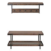 Kyra Coat Hook with Shelf and Bench 2-Piece Set in Rustic Brown