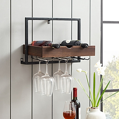 Forest Gate&trade; Mounted Stemware Wine Rack in Dark Walnut. View a larger version of this product image.