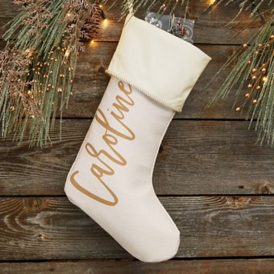 Scripty Name Personalized Christmas Stocking in Ivory