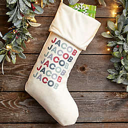 Vibrant Name Personalized Christmas Stocking in Ivory