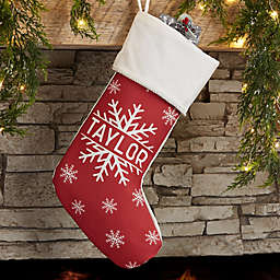 Snowflake Family Personalized Christmas Stocking in Ivory
