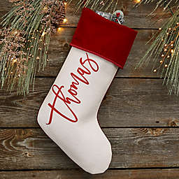 Scripty Name Personalized Christmas Stocking in Burgundy