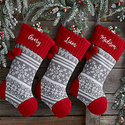 Snowflake Personalized Christmas Stocking in Grey