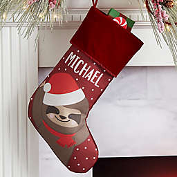 Holly Jolly Sloth Personalized Christmas Stocking
