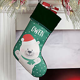 Holly Jolly Polar Bear Personalized Christmas Stocking