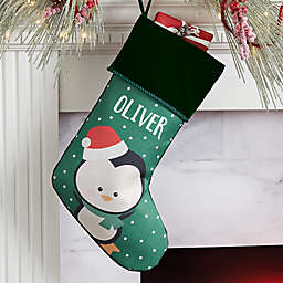 Holly Jolly Penguin Personalized Christmas Stocking