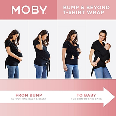 Moby&reg; Wrap Bump &amp; Beyond T-Shirt Baby Carrier in Black. View a larger version of this product image.