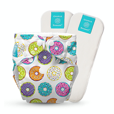 Charlie Banana One Size Reusable Cloth Diaper with 2 Inserts in Delicious Donuts. View a larger version of this product image.