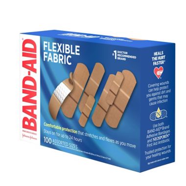 Band-Aid&reg; 100-Count Flexible Fabric Adhesive Bandages. View a larger version of this product image.