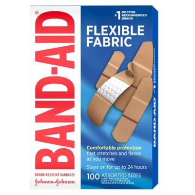 Band-Aid&reg; 100-Count Flexible Fabric Adhesive Bandages. View a larger version of this product image.