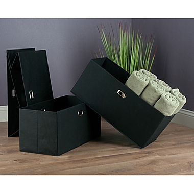 Winsome Trading Folding Storage Basket in Black (Set of 3). View a larger version of this product image.