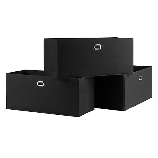 Alternate image 1 for Winsome Trading Folding Storage Basket in Black (Set of 3)
