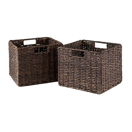 Alternate image 1 for Winsome Trading Granville Small Foldable Corn Husk Baskets in Chocolate (Set of 2)
