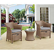 Alaterre 5-Piece All-Weather Wicker Patio Chair, Accent Table and Ottoman Set with Cushions in Grey