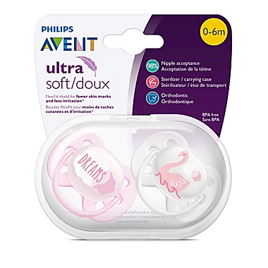 Philips Avent 0-6M Ultra Soft Pacifiers in White Swan/Pink Dreams (4-Pack). View a larger version of this product image.