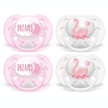 Philips Avent 0-6M Ultra Soft Pacifiers in White Swan/Pink Dreams (4-Pack). View a larger version of this product image.