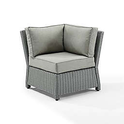 Crosley Bradenton All-Weather Wicker Corner Sectional Chair with Cushions in Grey