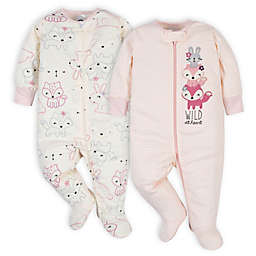 Gerber® Newborn 2-Pack Organic Flower Sleep 'n Play Footies in Pink