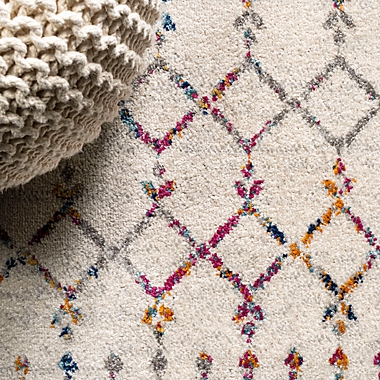 JONATHAN Y Moroccan HYPE Boho Diamond 3&#39; x 5&#39; Area Rug in Ivory/Multi. View a larger version of this product image.