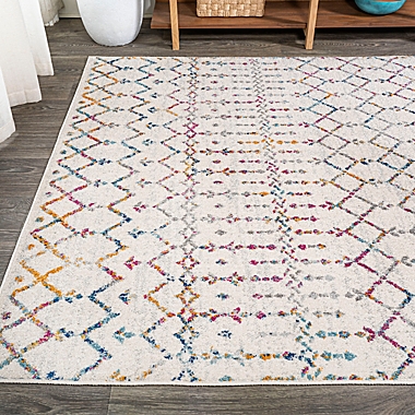 JONATHAN Y Moroccan HYPE Boho Diamond 3&#39; x 5&#39; Area Rug in Ivory/Multi. View a larger version of this product image.