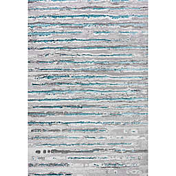JONATHAN Y Batten Modern Stripe 4' x 6' Area Rug in Grey/Turquoise