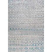 JONATHAN Y Ancient Faded Trellis 3&#39; x 5&#39; Area Rug in Grey/Turquoise