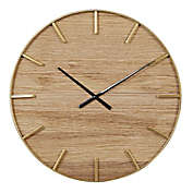 Ridge Road Decor 24-Inch Round Wooden Wall Clock in Brown