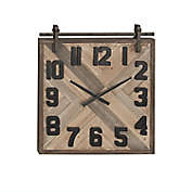 Ridge Road D&eacute;cor 24-Inch Square Beige Wood Wall Clock with Weave Pattern