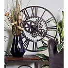 Alternate image 1 for Ridge Road D&egrave;cor 32-Inch Round Industrial Metal Gear Wall Clock in Black