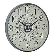 Ridge Road D&eacute;cor Large Round Metal Wall Clock in White/Grey