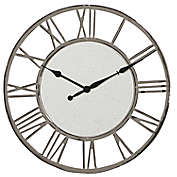 Ridge Road D&eacute;cor 24-Inch Large Round Wall Clock in Silver/Grey