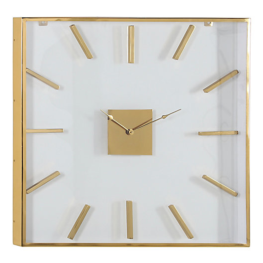 Alternate image 1 for Ridge Road Décor 30-Inch Extra Large Square Gold Metal Wall Clock