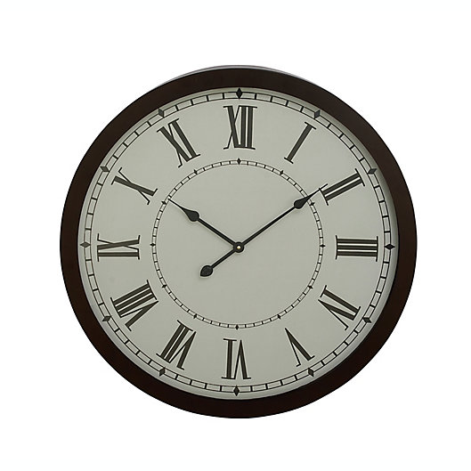 Alternate image 1 for Ridge Road Décor 30-Inch Extra-Large Round Black Metal Wall Clock with Spade
