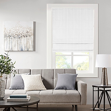 Madison Park&reg; Galen Basketweave Room Darkening 31-Inch x 64-Inch Cordless Roman Shade in White. View a larger version of this product image.
