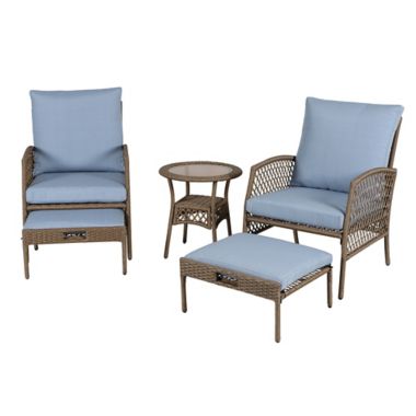 Bee &amp; Willow&trade; Providence 5-Piece Metal and Wicker Patio Conversation Set in Brown. View a larger version of this product image.