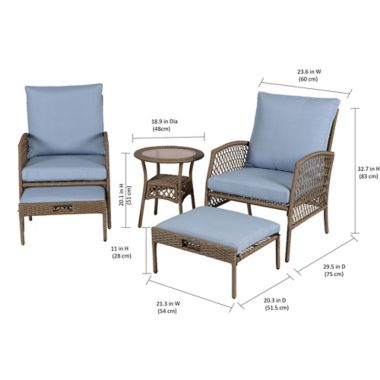 Bee &amp; Willow&trade; Providence 5-Piece Metal and Wicker Patio Conversation Set in Brown. View a larger version of this product image.