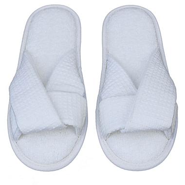 Haven&trade; Large Criss Cross Bath Slippers in Bright White. View a larger version of this product image.