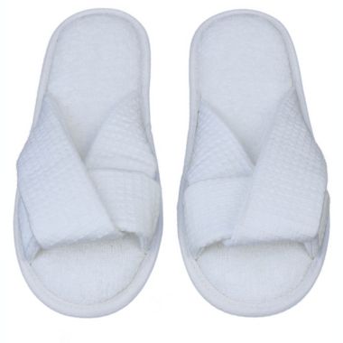 Haven&trade; Large Criss Cross Bath Slippers in Bright White. View a larger version of this product image.
