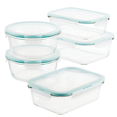 Lock &amp; Lock Purely Better 10-Piece Assorted Clear Glass Food Storage Container Set. View a larger version of this product image.