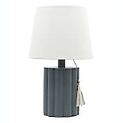 Designs Direct 14.5-Inch Grey Resin Lamp with Tassel and Linen Shade