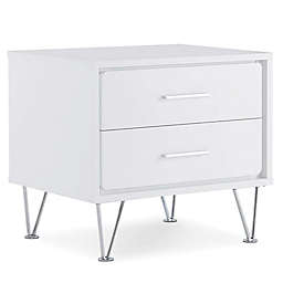 Contemporary 2-Drawer Wooden Nightstand in White