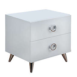 Modern Wood and Chrome 2-Drawer Nightstand in White