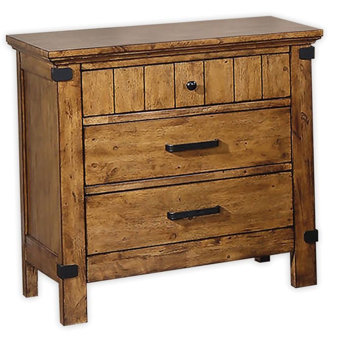 Benzara Wooden Nightstand With 3 Drawers In Warm Honey Brown Bed Bath Beyond
