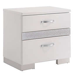 Benzara 3 Drawer Wood Nightstand with Acrylic Inlay in White