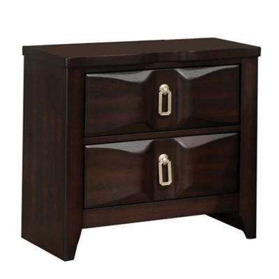 Beveled Front 2-Drawer Nightstand in Brown