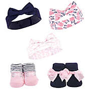 Hudson Baby&reg; Size 0-9M 5-Piece Nautical Headband and Socks Set in Pink
