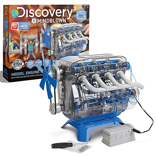 Alternate image 1 for Discovery #Mindblown Toy Kids Model Engine Kit in Blue/Black
